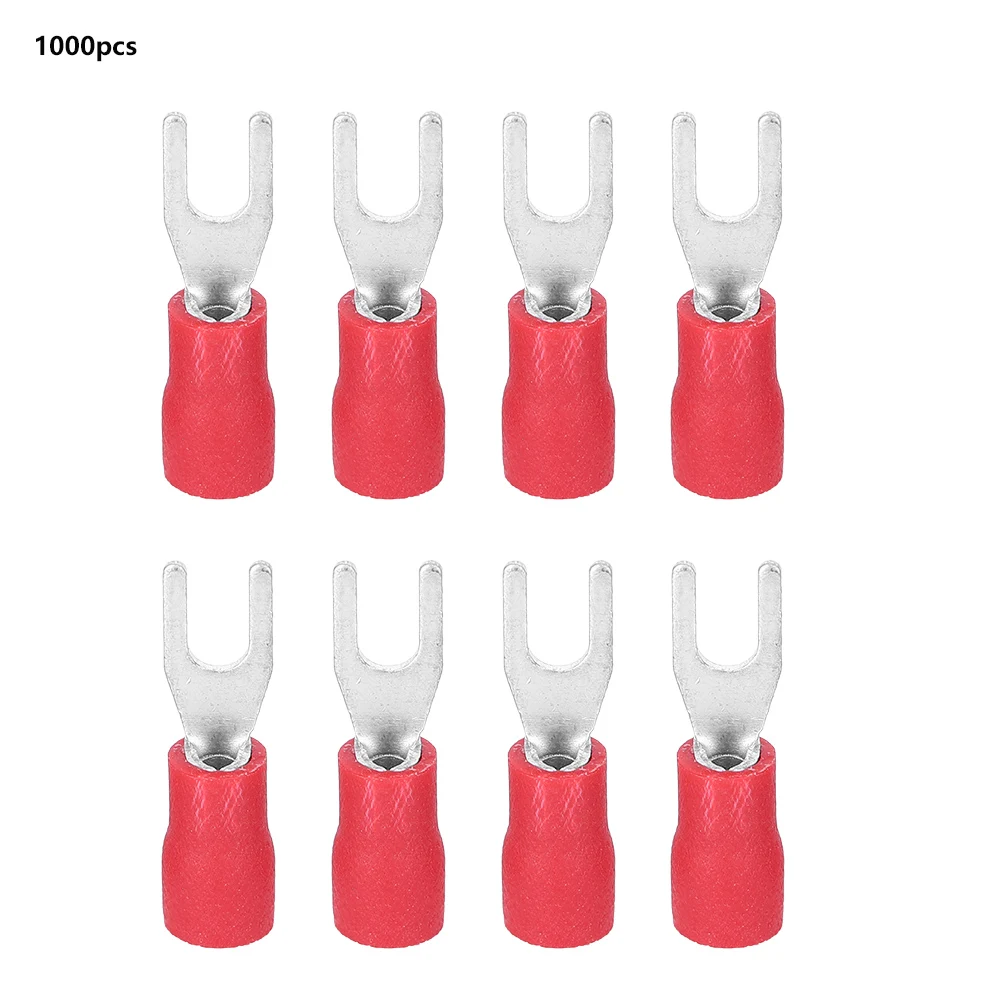 

1000Pcs U-Shape SV1.25-3 Red Copper Cold-Pressed Crimp Terminals Kit for Electric Engineering U-Type Crimp Terminal§Cold