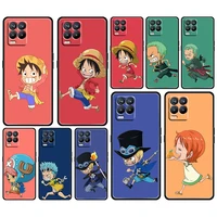 one piece anime mini for oppo gt master find x5 x3 realme 9 8 6 c3 c21y pro lite a53s a5 a9 2020 black phone case cover coque