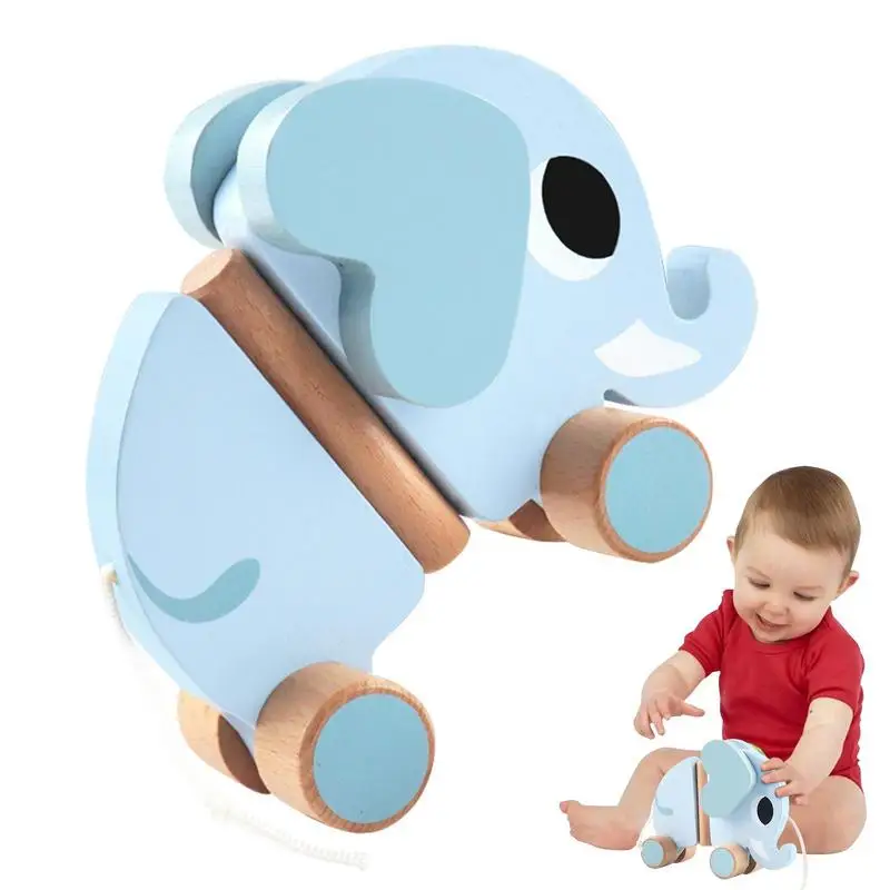 

Elephant Pull Toy Elephant Walking Toy Push & Pull Car Baby Toddler Activity Toys For Walking Toddlers Babies Ages 36 Months