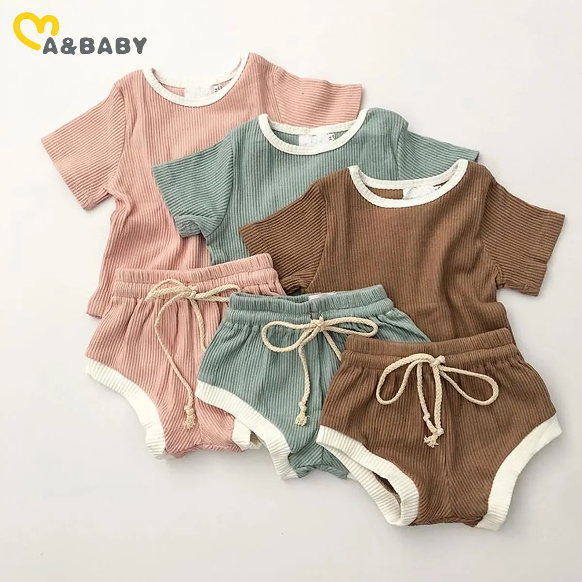 Трикотажная футболка и шорты для новорожденных на возраст 0-30 месяцев |