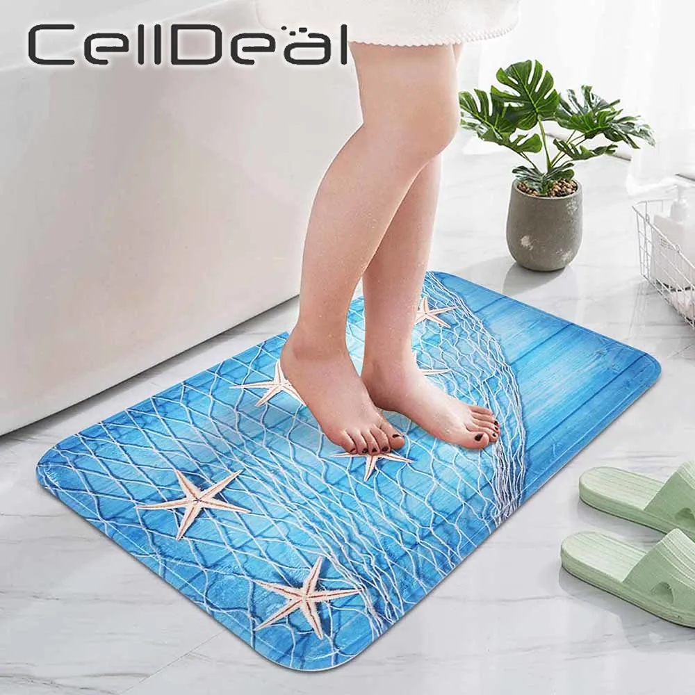 

Впитывающий нескользящий напольный коврик для ванной, боковой ковер для ванной, входной дверной коврик для душевой комнаты, 2 размера, домаш...