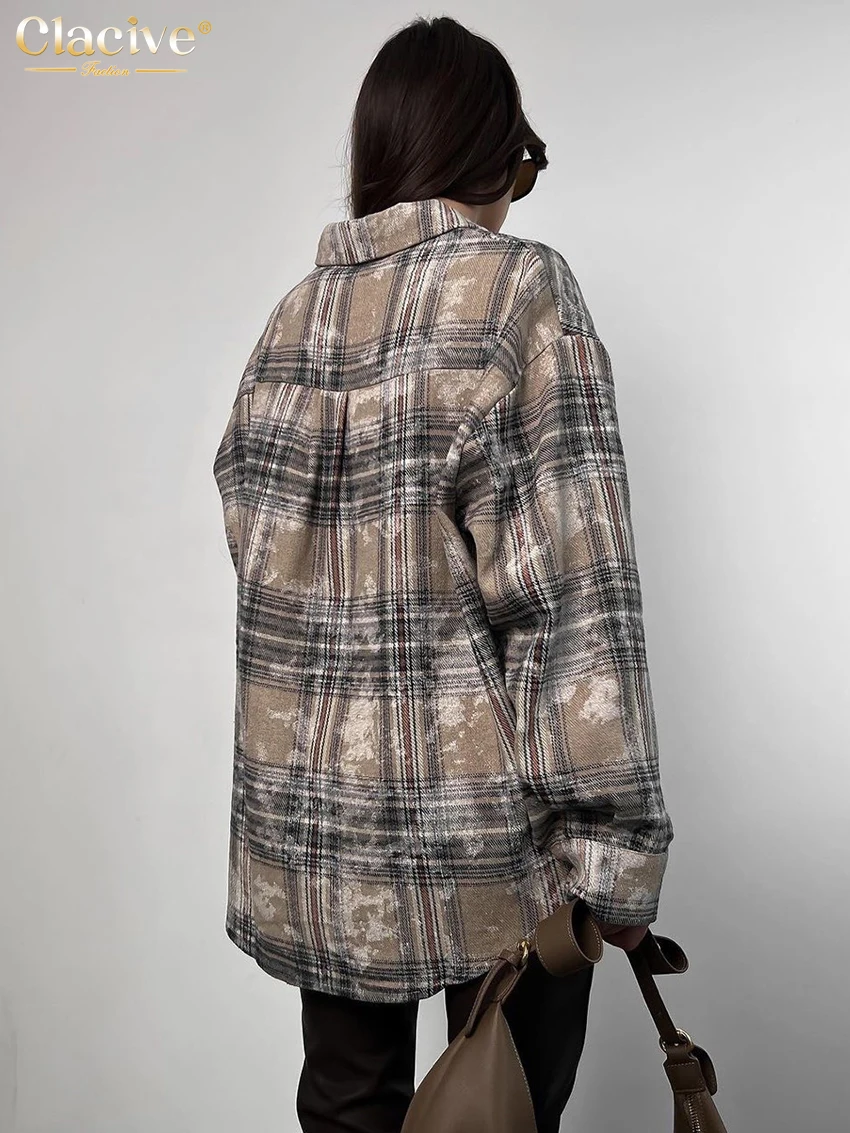 Женская хлопковая рубашка в клетку с длинным рукавом