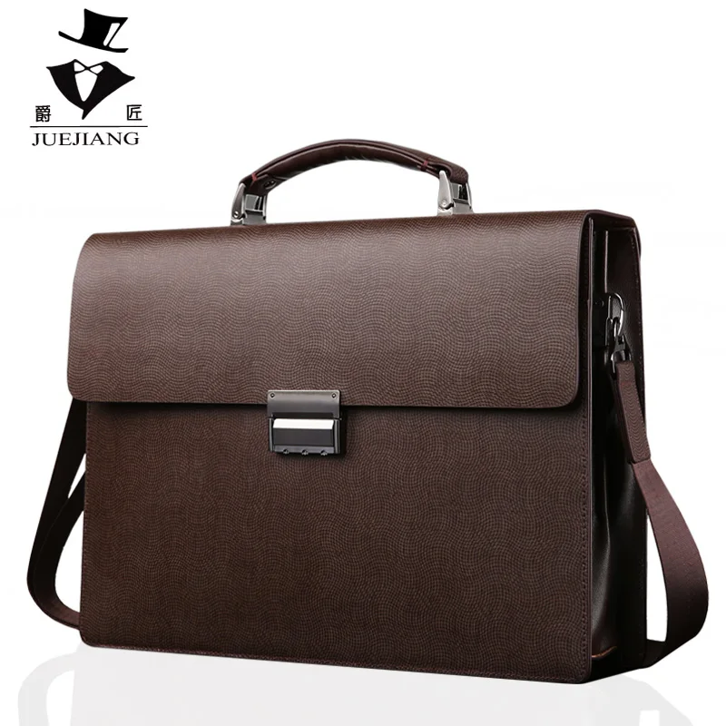 Business Handbag Men's Bag Strap Password Lock Briefcase Men's Large Capacity Leather Bag Portfolio Lawyer Bag Office Bag Men