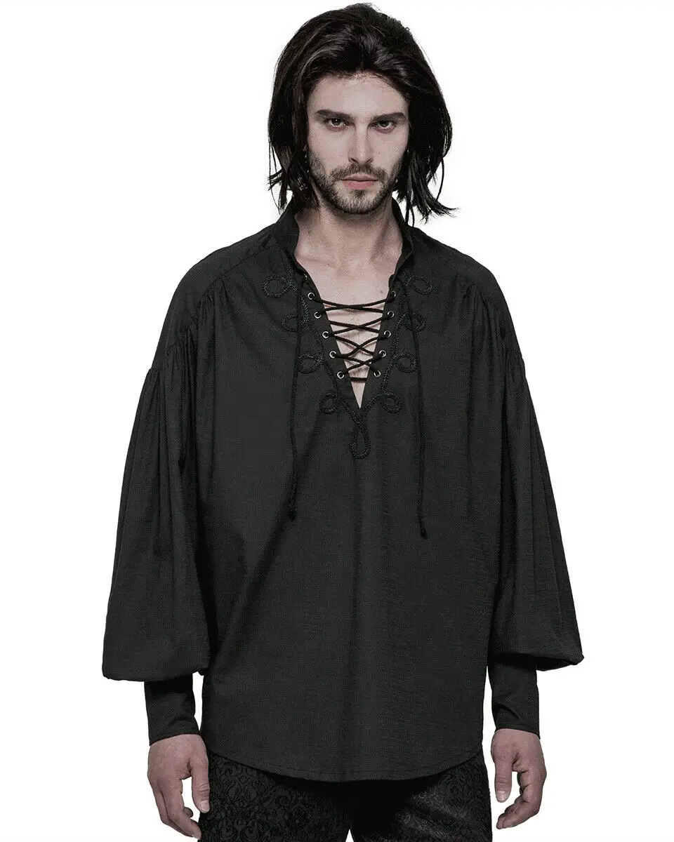 Мужская рубашка в стиле Панк Rave черный готический поэт стимпанк средневековая со