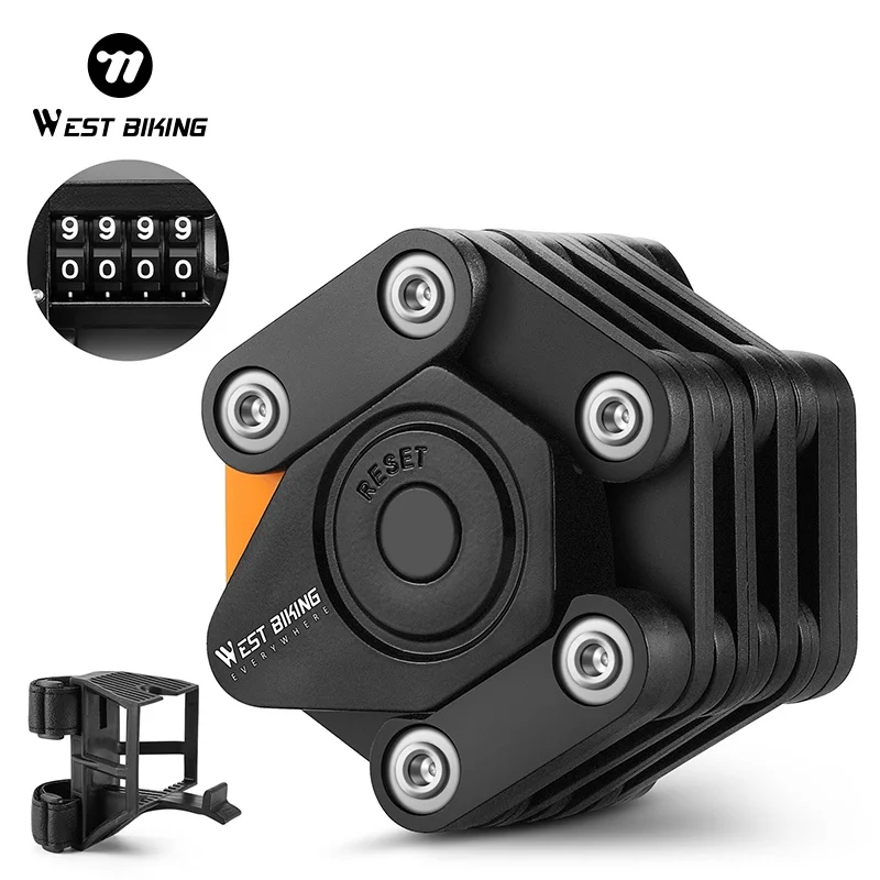 WEST BIKING Bike Foldable Password Lock Anti-theft E-Bike Chain MTB Padlock Motorcycle Safety Portable Locks Bicycle Accessories_voghion.com