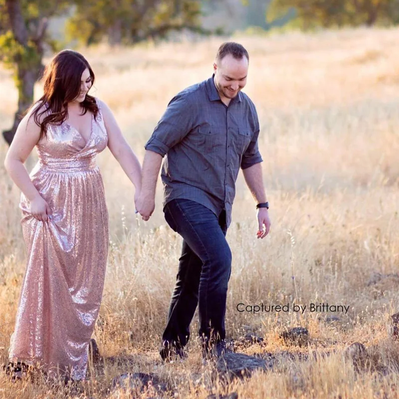 

Платье подружки невесты цвета розового золота, ТРАПЕЦИЕВИДНОЕ, с V-образным вырезом, без рукавов, с плиссированным топом, розовое, madrinha