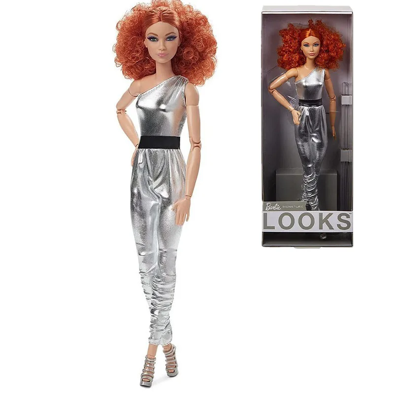 

Модная коллекция Барби, ограниченная подпись, кукла Барби с красными вьющимися волосами, Классические подвижные куклы, коллекционные подарки, игрушки для детей