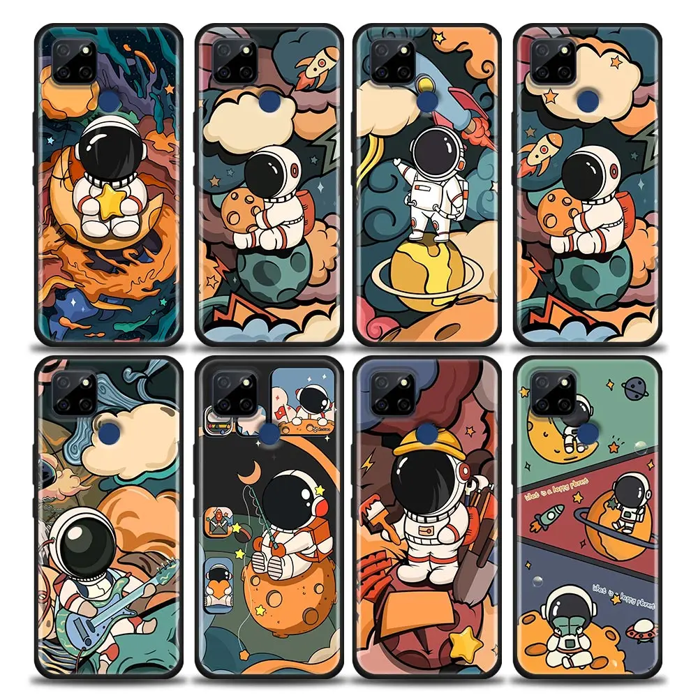 

Cartoon Space Astronaut Cover Phone Case For OPPO Realme X50 XT X 11 10 9 9I 8 8I 7 6 Pro Plus 5G Case Funda Coque Shell Capa