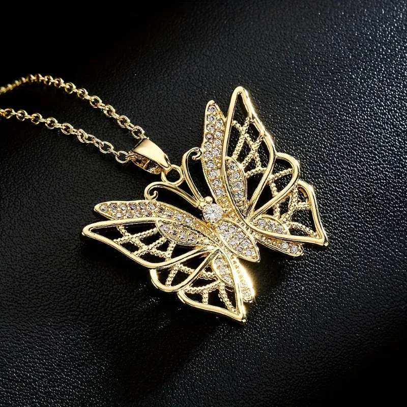 Модная подвеска-сердце Бабочка сталь и титан ожерелья до ключиц для женщин