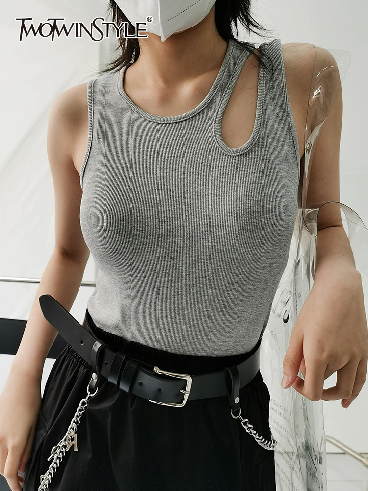 

Женская Однотонная футболка twotwin2, с круглым вырезом, без рукавов, облегающая, Минималистичная, Стильная летняя одежда