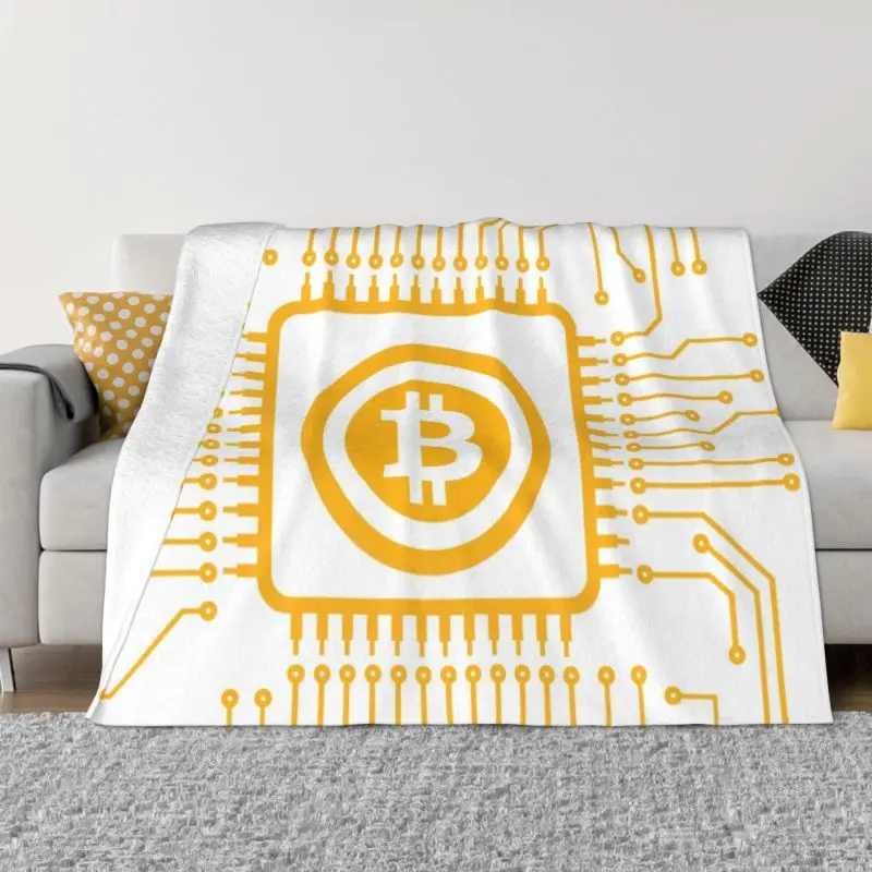 

Bitcoin CPU Miner Blankets Warm Flannel BTC Blockchain Cryptocurrency Throw Blanket for Bedding Couch Quilt