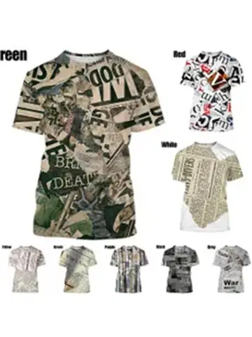 3D Printed Newspaper News Graphic T Shirt For Men Women Round Neck Short Sleeves Summer Street Cool Tshirts Unisex Tee Tops