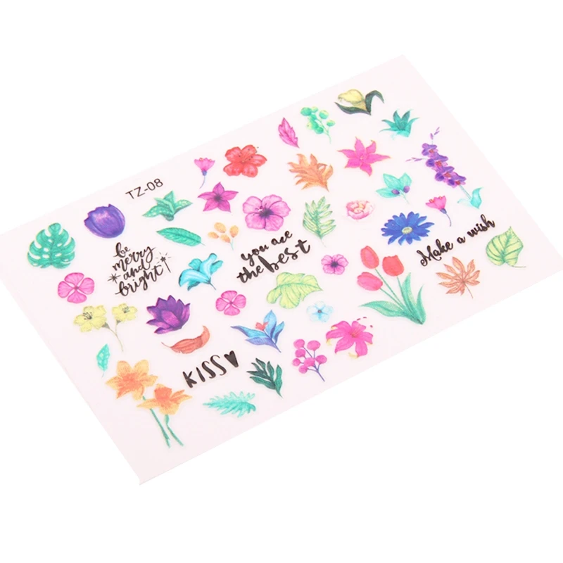 

652F Flower Series Wishes Stickers Epoxy Leaves Metal Stickers English Alphabet Plastic Stickers for DIY Crafts Home Decor