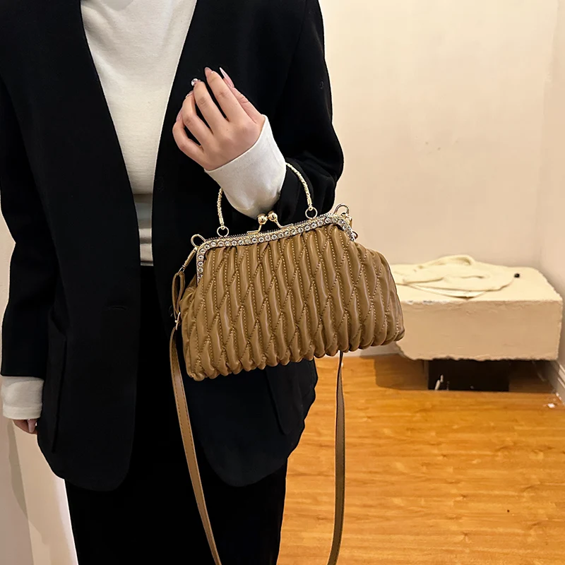 2024 Роскошные Брендовые женские дизайнерские сумки на плечо с зажимом для ракушки