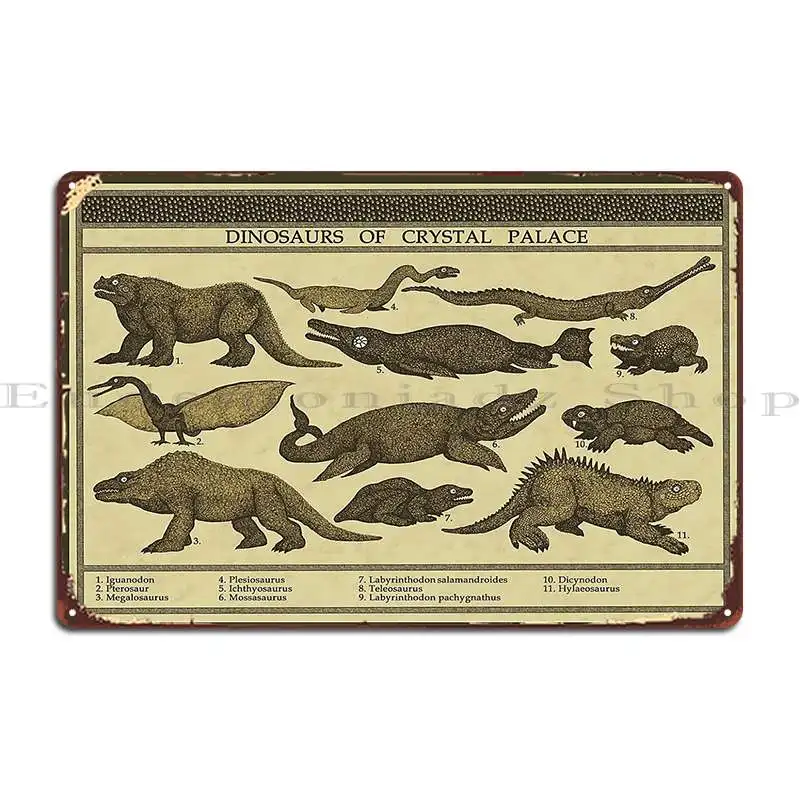 Металлический плакат с динозаврами из хрустального дворца Забавный кинотеатр