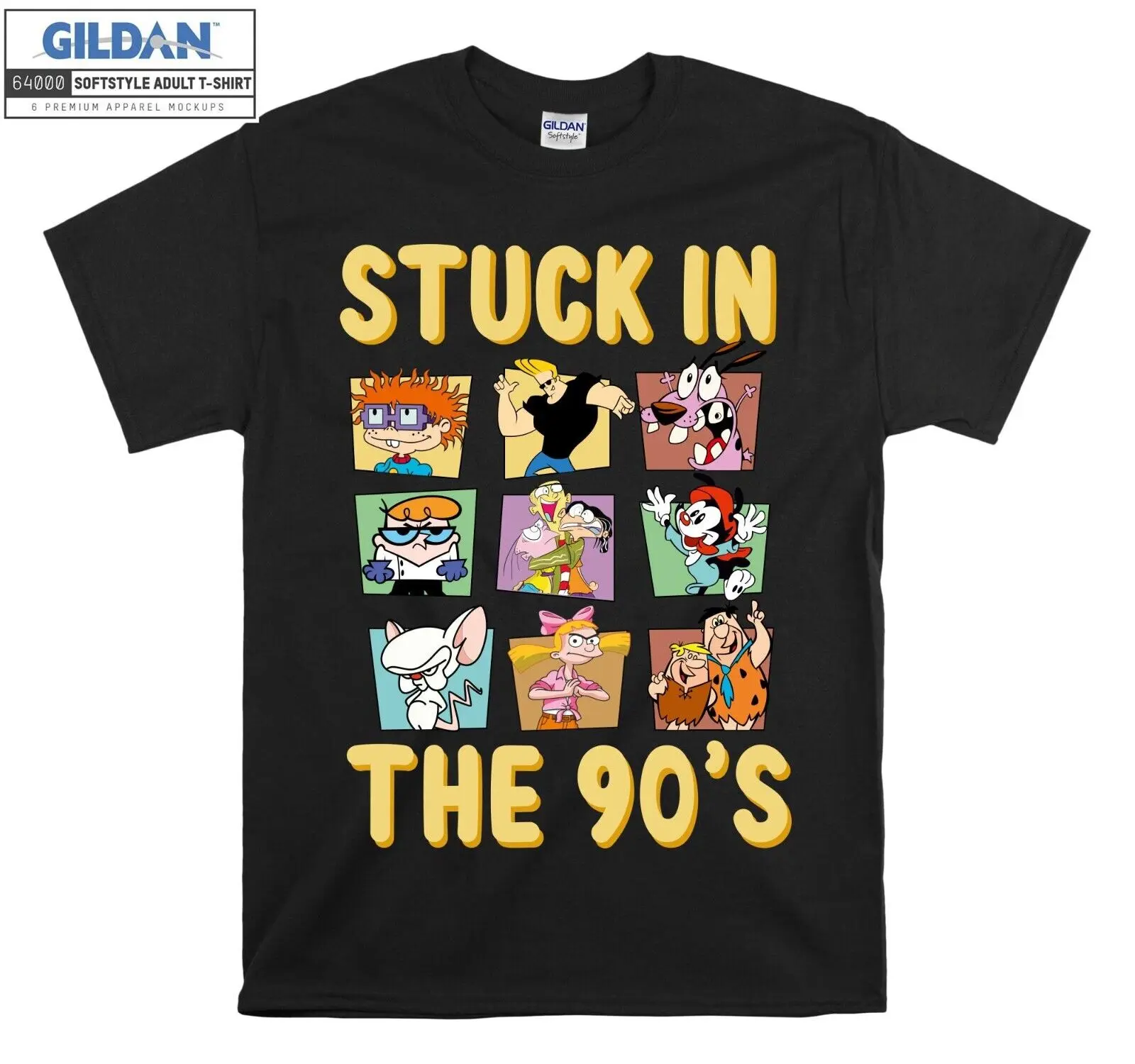 Забавная футболка с застрявшим в 90 мультяшных персонажей E778