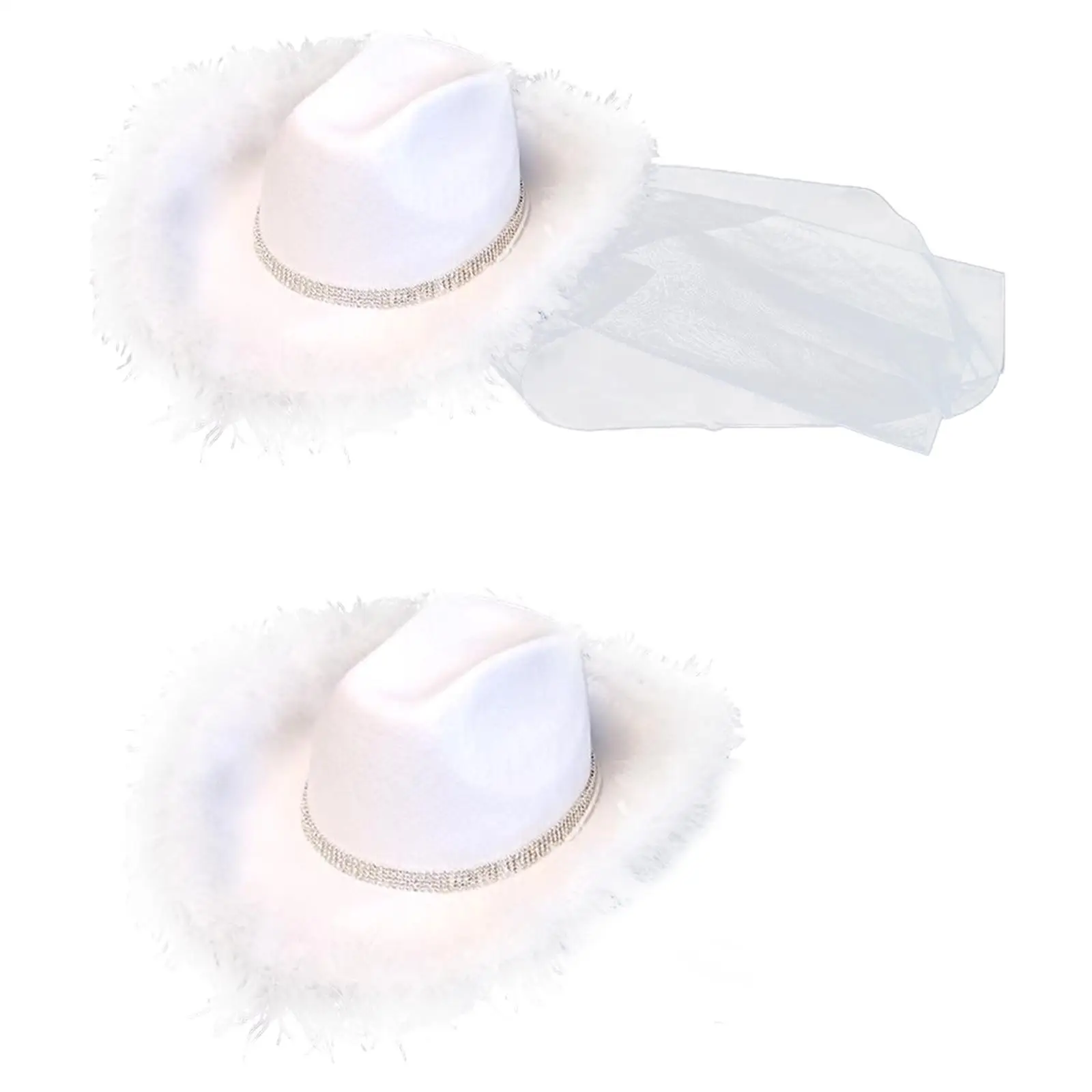 

Women Cowboy Hat Feather Edge Cowgirl Hats for Engagement Party Cocktail