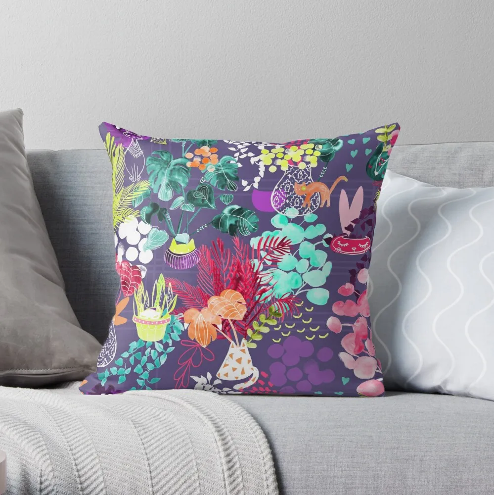 

Indoor Plants Cat Garden Throw Pillow Customized Hot Sale Luxury Printing 3D Printing Square Pillowcase Throw Pillow Cover