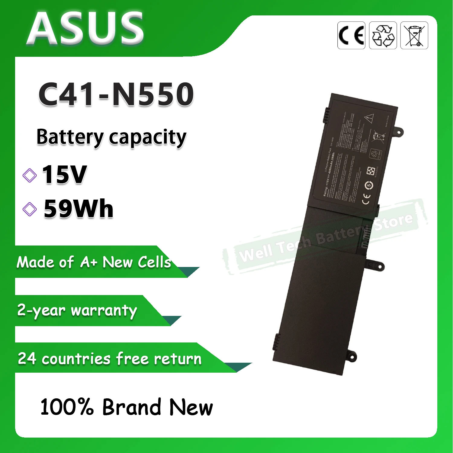 15 В 59 Втч C41-N550 Аккумулятор для ноутбука ASUS N550J N550X47JV/S Q550LF N550JK