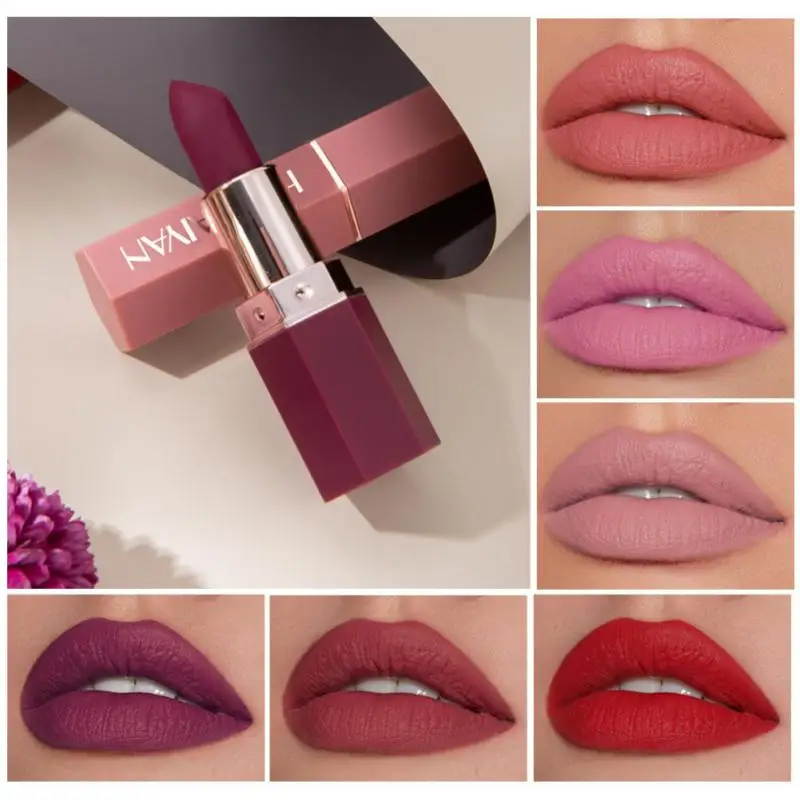

6 Colors Matte Velvet Lipstick Lip Glaze Makeup Lasting Waterproof Non-stick Cup Sexy Red Lip Lip Tint Pigments Women Cosmetic