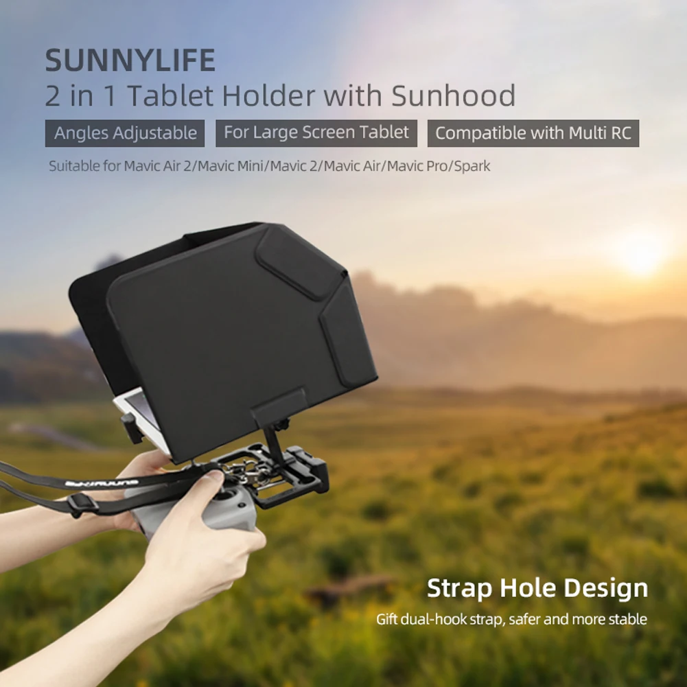 

Tablet Holder Mount w/ Hood Sky Supplies Lightweight Pack Portable for DJI Mavic 2 Air 2 Mini Air Pro Spark Controller