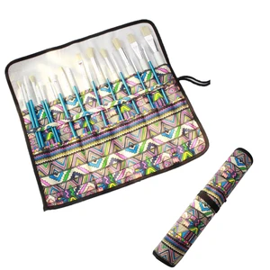 1pc 20 Holes Canvas Brushes Roll Wrap National Style Handmade Pencil Case Bags Pouch Pocket Statione in Pakistan