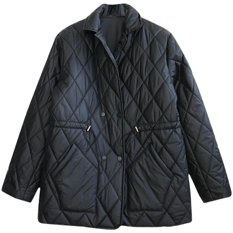 Women's Warm Waist down Cotton-Padded Jacket Mid-Length Slim Fit Large Size Lightweight Coat for Women  Parka