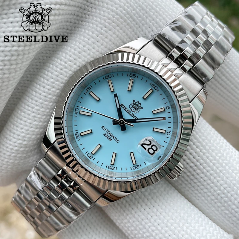 

STEELDIVE Men Watch For Men Blue Dial Dive 200M Water Resist BGW9 Luminous Japanese NH35 Automatic Mechanical Wristwatch