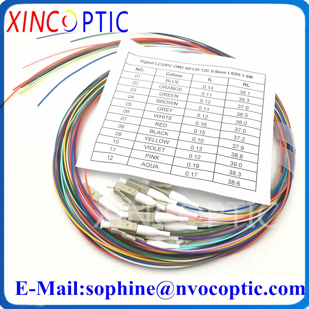 

10 комплектов 50/125,OM2,SX,LSZH оболочка, 0,9 мм, 1,5 м, 12 цветных многомодовых MMF LC/UPC SCUPC волоконно-оптический соединительный кабель