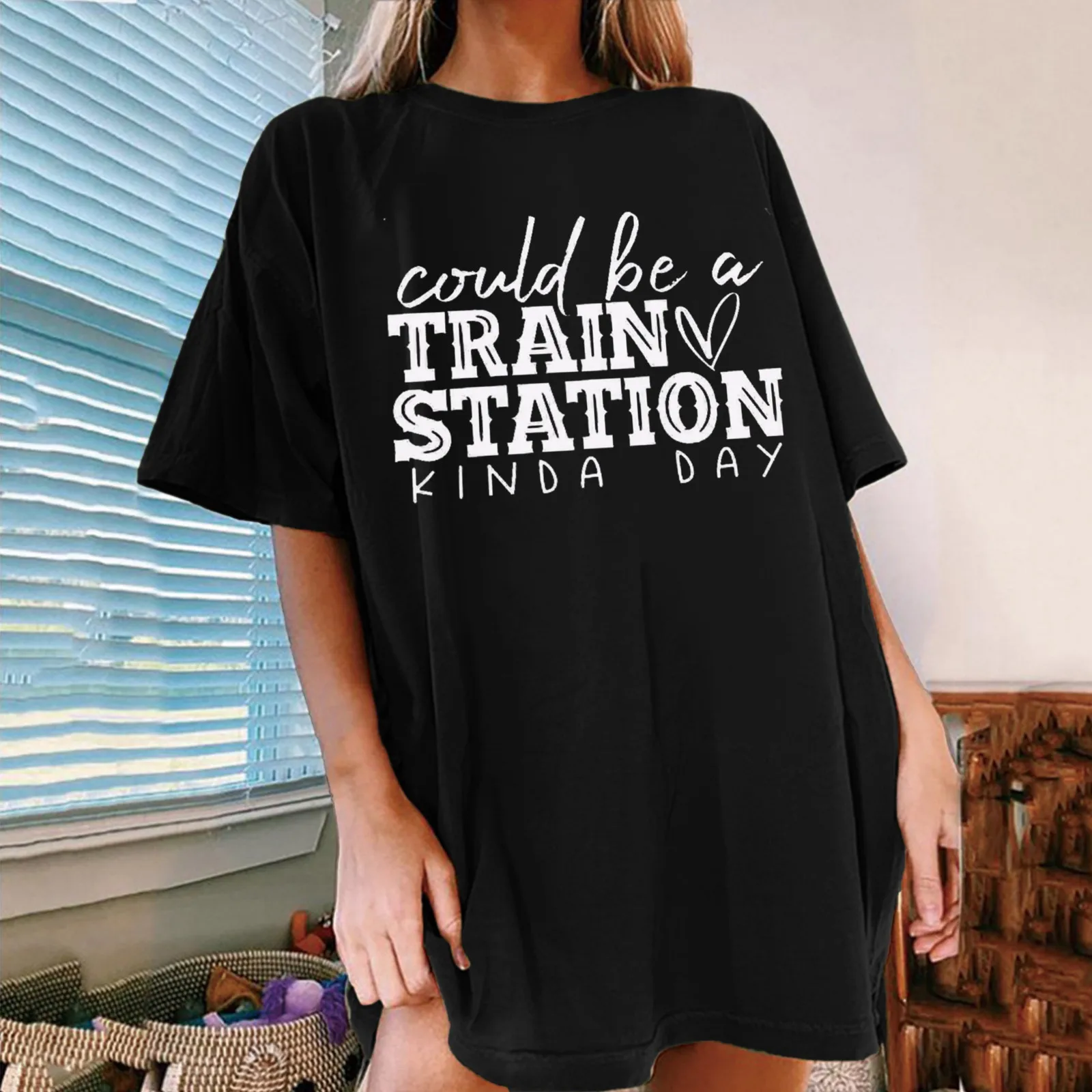 

Женская Повседневная Свободная блузка с коротким рукавом и буквенным принтом, женские футболки, повседневные женские футболки с длинным ру...