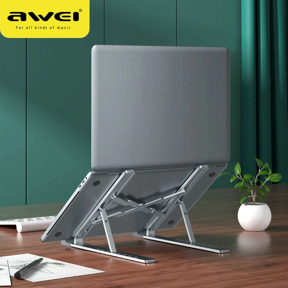 

Awei X26 Laptop Stand Aluminum Vertical Holder Metal Portable Notebook Universal Folding Tablet Stand For MacBook Air Pro ipad