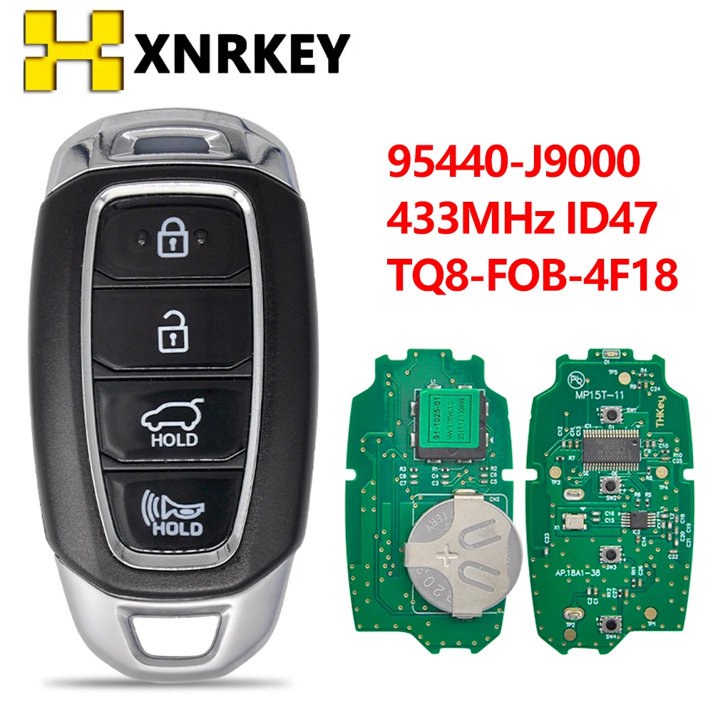 XNRKEY PN:95440-J9000 llave de coche con mando a distancia para Hyundai Kona 2018 2019 2020 ID47Chip 433MHz FCCID TQ8-FOB-4F18 Tarjeta de repuesto