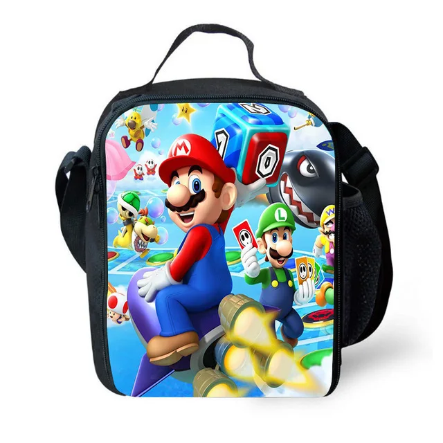 

Super Mario Lunch Bag Elementary School Students Picnic Bag Mario Lunch Box Bag Men's Printed Shoulder Bag Messenger Bag Gift