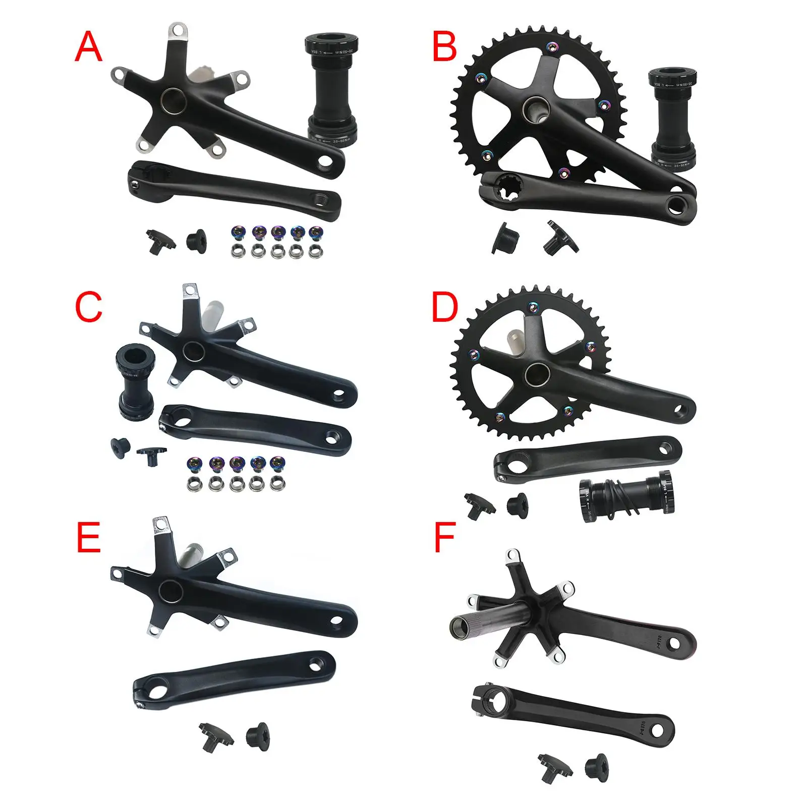 

Road Bicycle Crank Set Bike Crankset Single Speed 152/165mm 44T Chainring