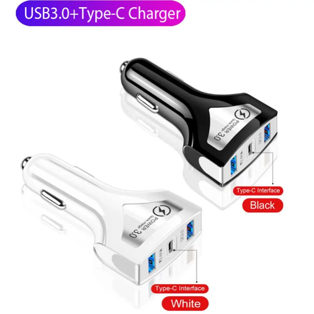 

Wireless QC3.0 Dual USB Ports Car Charger Fast Charging Type-c With LED Indicator Voltage Monitor Car Mobile Phone Charger Auto
