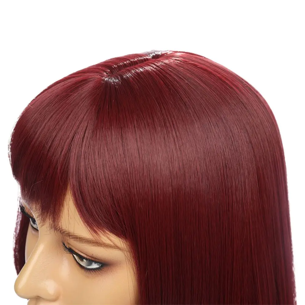21 65-дюймовые винно-красные парики с челкой для женщин термостойкое волокно