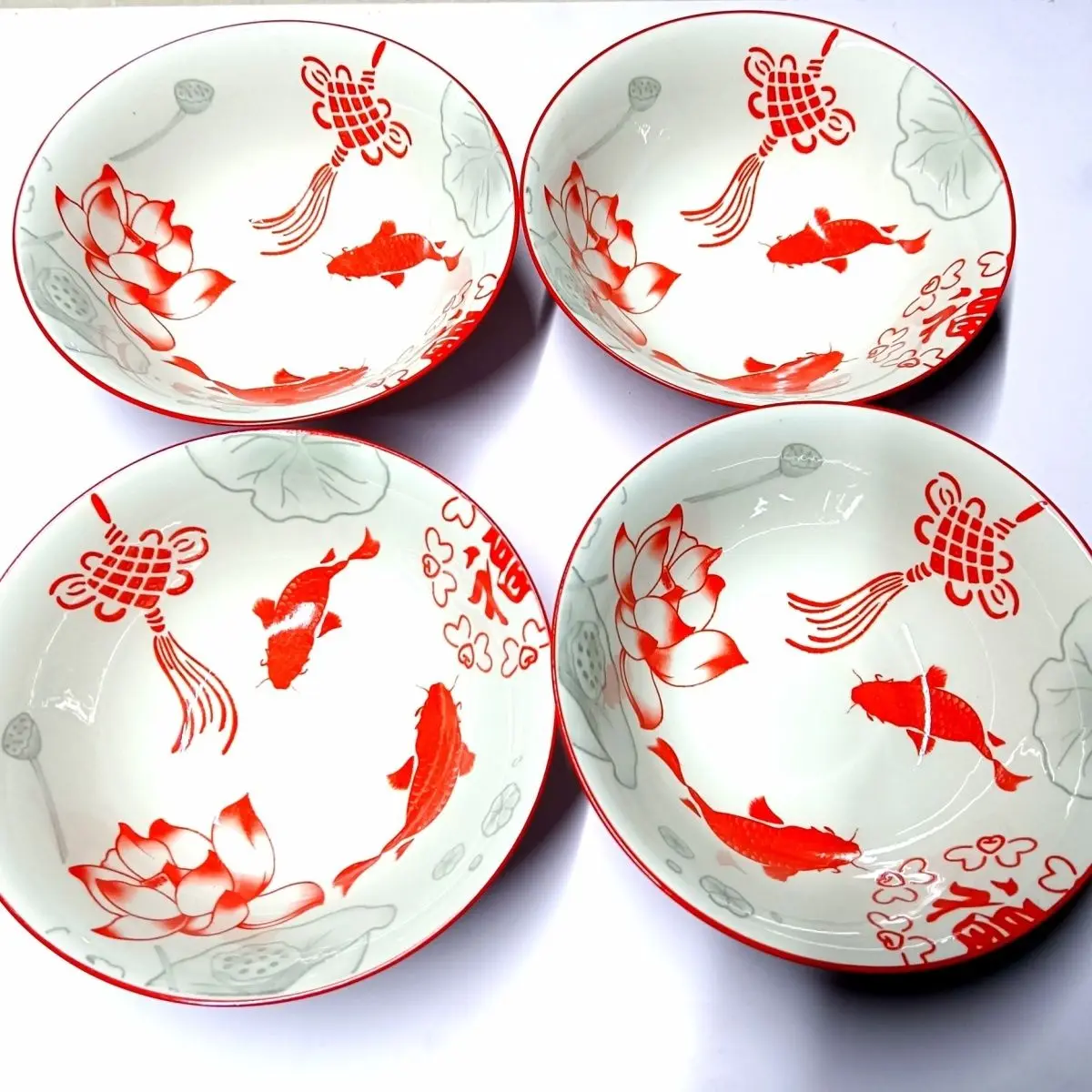 Круглая тарелка с золотой рыбкой овощная для дома новый весенний фестиваль Lucky Fish