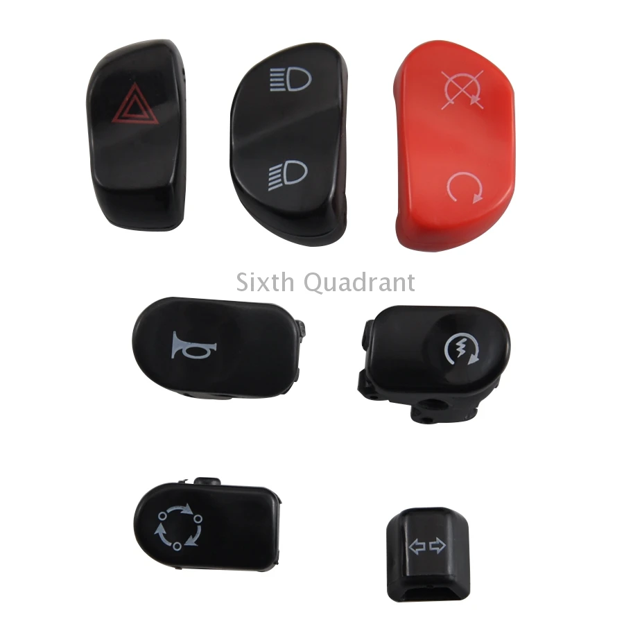 

7pcs Motorcycle Black Red Hand Control Switch Caps Button Covers Kit Fits For Victory Hammer S Premium 8 Ball Judge 2005-2015