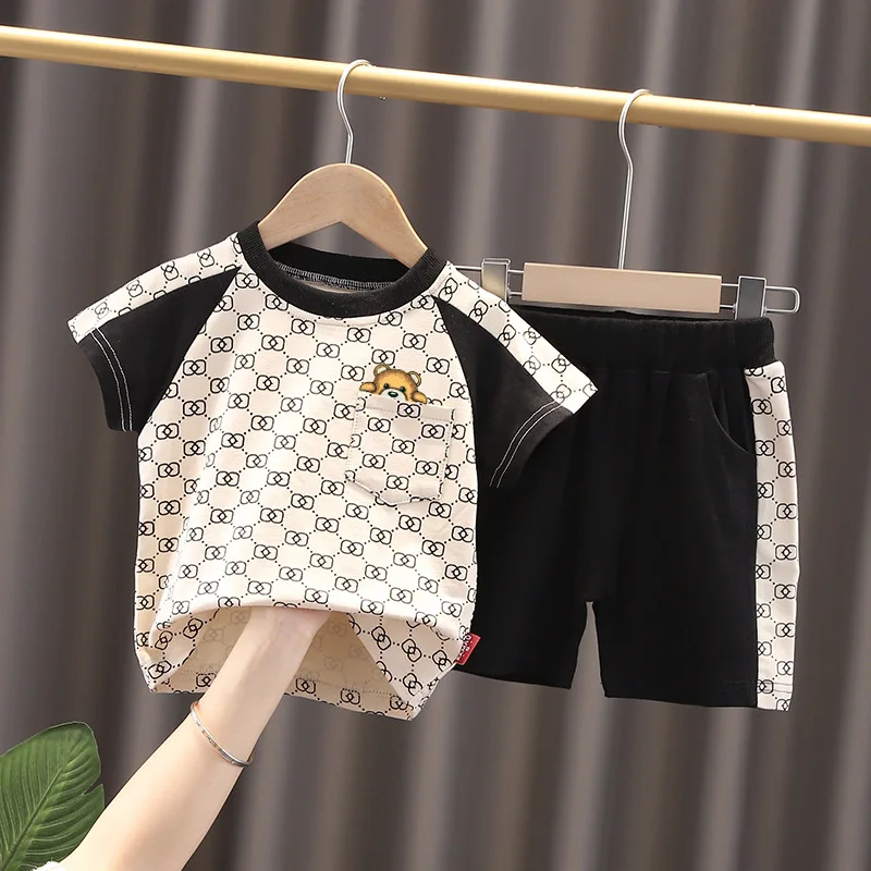 

Baby Summer Suit Korean Version 1-3 Year Old Boy Casual Summer Birthday Lining Round Neck Shirt Short Sleeve Boy