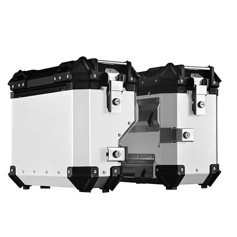 

38л мотоциклетные алюминиевые боковые коробки с замком для ключа - водонепроницаемые седельные сумки, задний багажник для хранения шлема, универсальный багаж