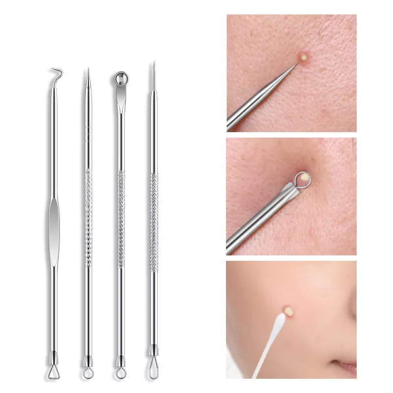 

2023NEW Black Dot Pimple Blackhead Remover Tool Needles set For Squeezing Acne Tools Spoon for Face Cleaning Extractor Por
