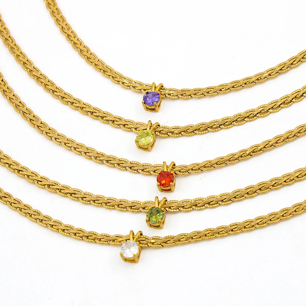 

New Luxury Zircon Pendant Copper Chain Necklace for Women Simple Hip Hop Vintage Accessories Kpop Fine Punk Jewelry Gift YS407