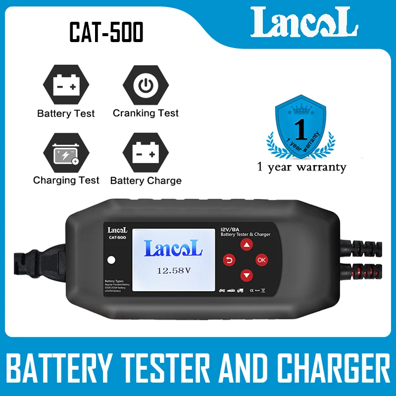 Lancol CAT-500 2 в 1 12 В тестер батареи зарядное устройство 8А ремонтник автоматическая зарядка для свинцово-кислотных литиевых батарей