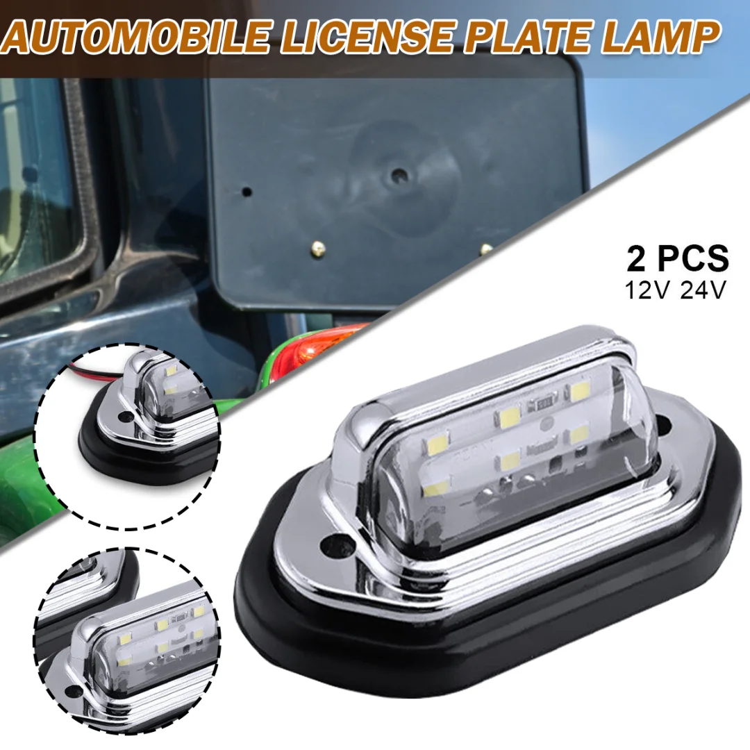 

2 шт., автомобильные лампы для номерного знака, 12-24 В, 6 светодиосветодиодный
