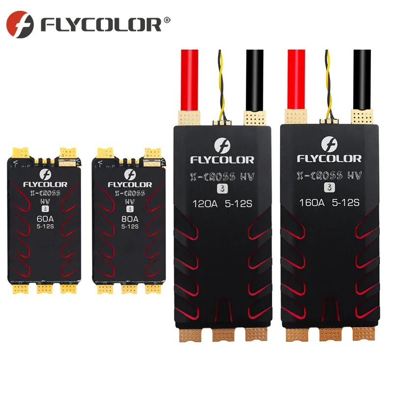FLYCOLOR X-CROSS HV3 60A/80A/120A/160A ESC 5-12S BLHeli-32 Dshot Proshot 64 МГц 32-разрядный контроллер скорости для гоночного дрона RC FPV