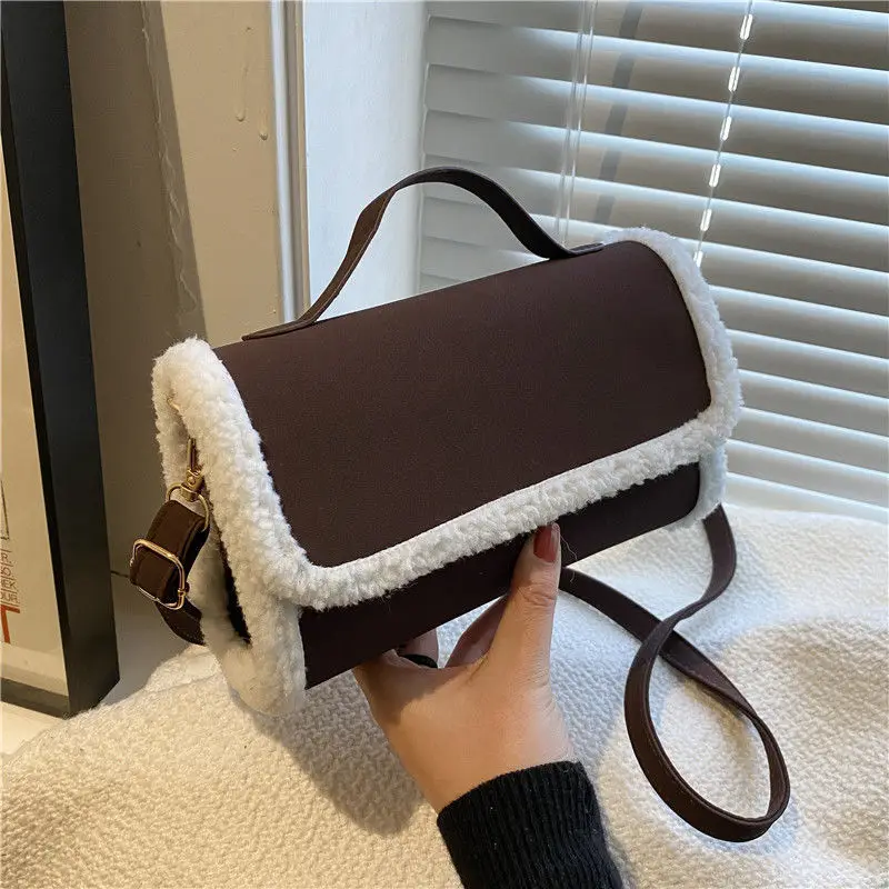 Женская сумка через плечо Наплечная Сумка плюшевая зимняя теплая роскошная