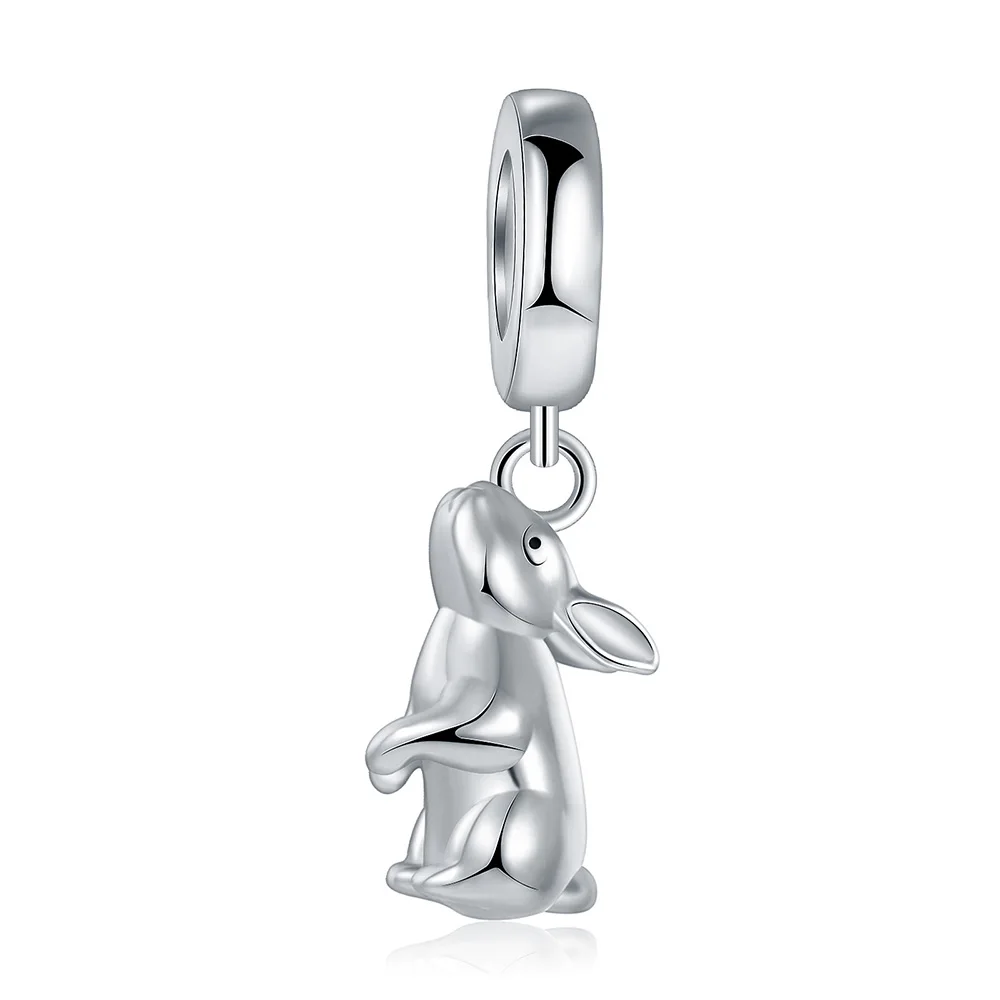 

925 Sterling Silver Cute Animal Rabbit Bunny Bead Charm Fit European Bracelet Jewelry Birthday Easter Day Gifts For Women Friend