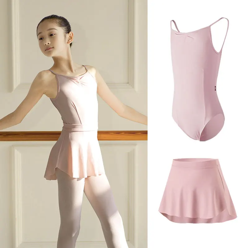 

Балетные костюмы для девочек, танцевальная одежда, комплект из 6 цветов, включает базовые подтяжки и юбку с оборками, гимнастические костюмы для девочек