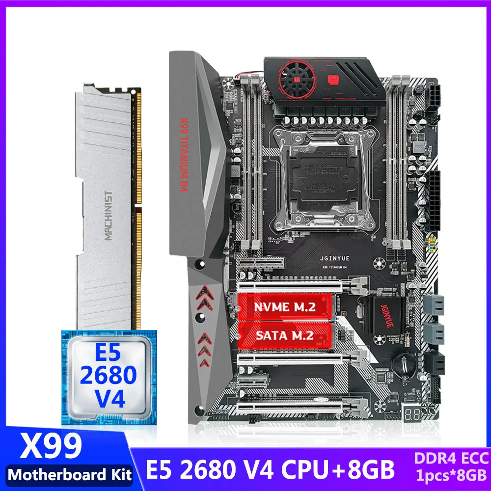 

Комплект материнской платы JGINYUE X99 с ЦПУ Xeon E5 2680 V4, 8 Гб DDR4 2133 МГц, память с функцией коррекции ошибок, четырехканальная поддержка NVME SATA M.2