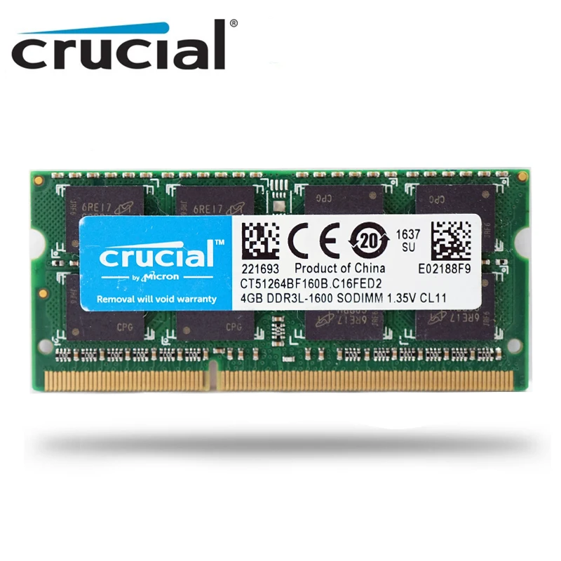 RAM Crucial NB 4GB 8GB DDR3L-1600 1.35V SODIMM Memory for Maclaptop 1600mhz Notebook ram |